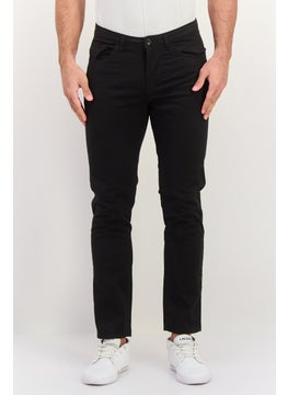 Men Regular Fit Solid Chino Pants, Black