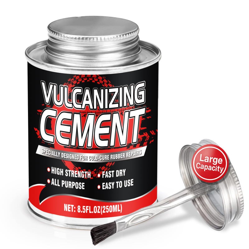 Vigorder Chemical Vulcanizing Cement â€“ Fast Dry Rubber Cement, All Purpose Tire Repair Glue, Tire Patch Kit with Brush â€“ 8.5 FL.Oz for Car, Motorcycle, Bike (Rubber) - Image 1