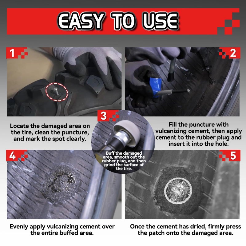 Vigorder Chemical Vulcanizing Cement â€“ Fast Dry Rubber Cement, All Purpose Tire Repair Glue, Tire Patch Kit with Brush â€“ 8.5 FL.Oz for Car, Motorcycle, Bike (Rubber) - Image 4