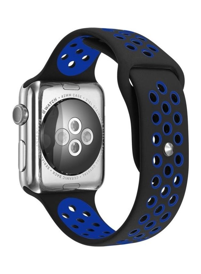 BGM Replacement Band for Apple Watch Series 1/2/3/4/5/6/SE 42/44mm Black/Blue - Image 1