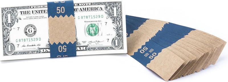 CAROUSELCHECKS Natural Kraft Saw-Tooth $50 Currency Band Bundles (1000 Bands) - Image 1