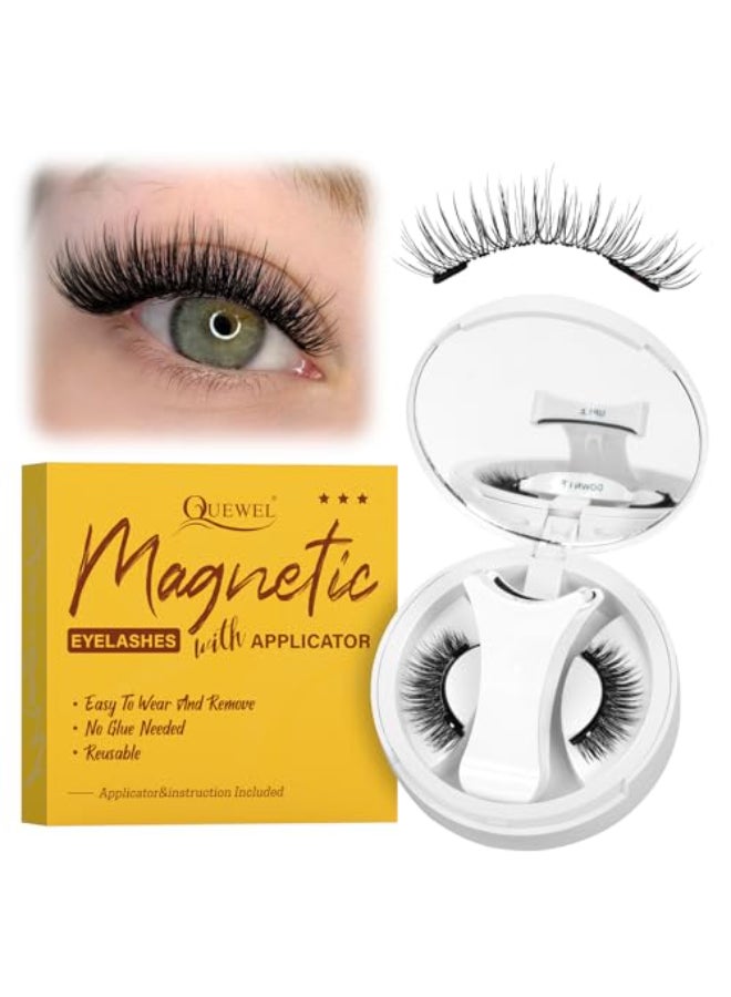 QUEWEL Magnetic Eyelashes with Applicator Reusable No Glue Needed Magnetic Lashes Cat Eye Natural Look Lashes Kit Easy to Wear and RemoveNZH A01 - Image 1