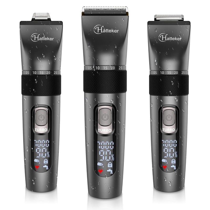 Hatteker Hair Clippers for Men Cordless Hair Cutting Kit Waterproof Beard Trimmer Adjustable Speeds 15Pieces Hair Trimmer USB Rechargeable Battery Powered - Image 2