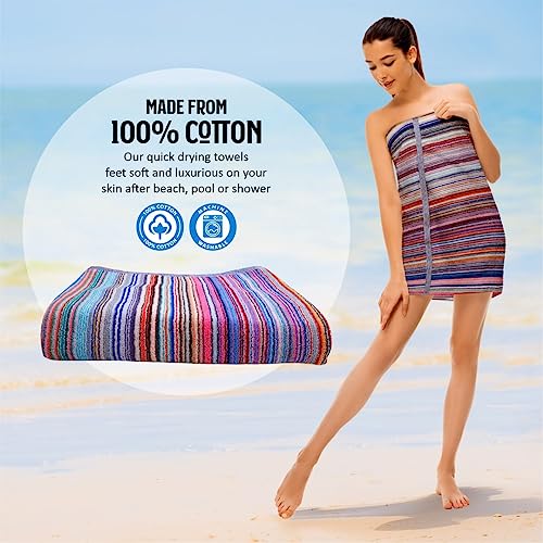 Ambra Linens 500 GSM Highly Absorbent Bath Towels Set, 100% Cotton, Soft and Plush, All Seasons Use, Extra Large, Cabana Style, Best for Pool, Beach, Spa, Gym (1PC Mixed Bandana) - Image 2