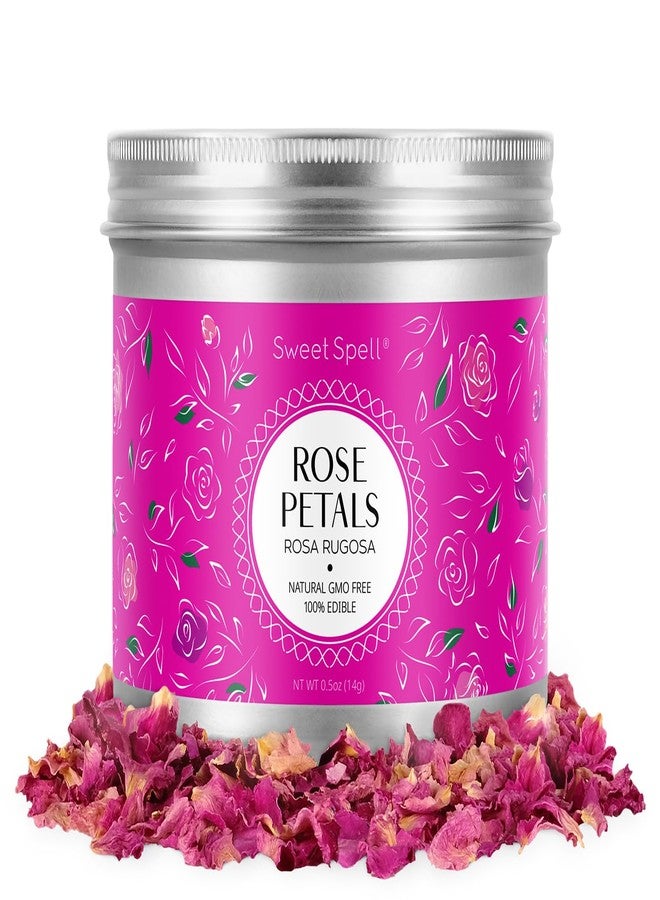 Sweet Spell Dried Rose Petals - Edible Flowers for Drinks, Cocktails & Cake Decorating - Great for Tea, Soap & Candle Making - 14 G (0.5 Oz) - Image 1