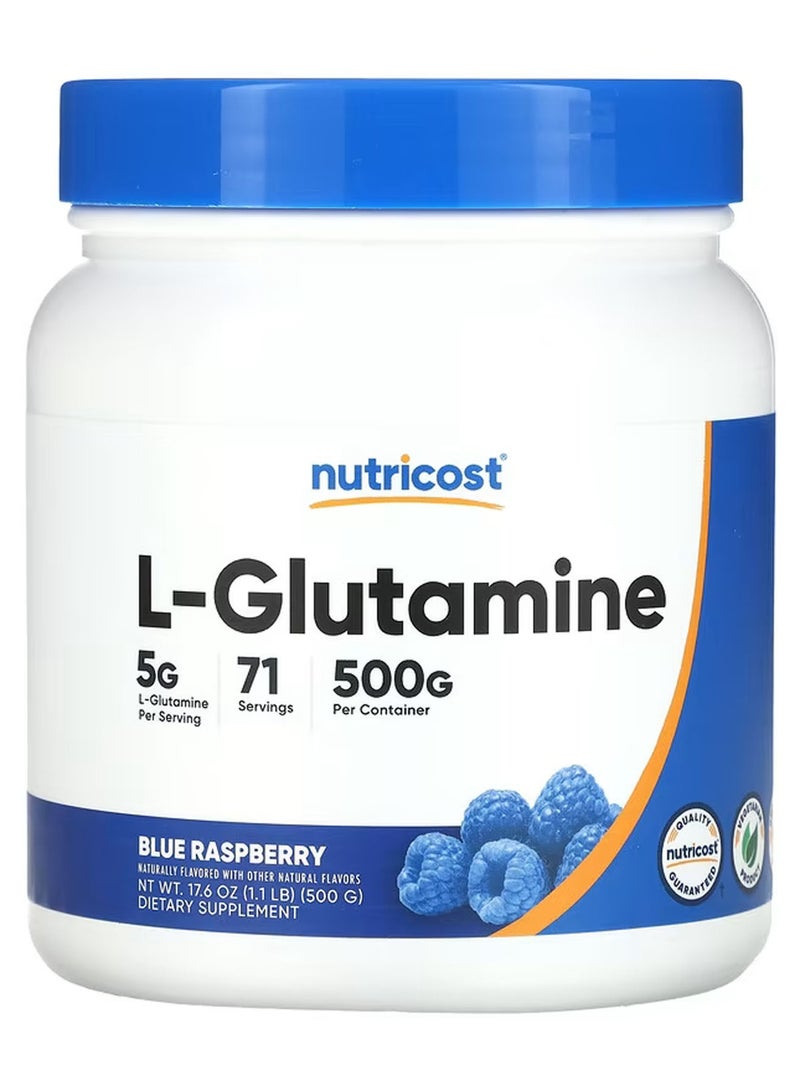Nutricost L-Glutamine, Blue Raspberry, 17.6 oz (500 g) - Image 1