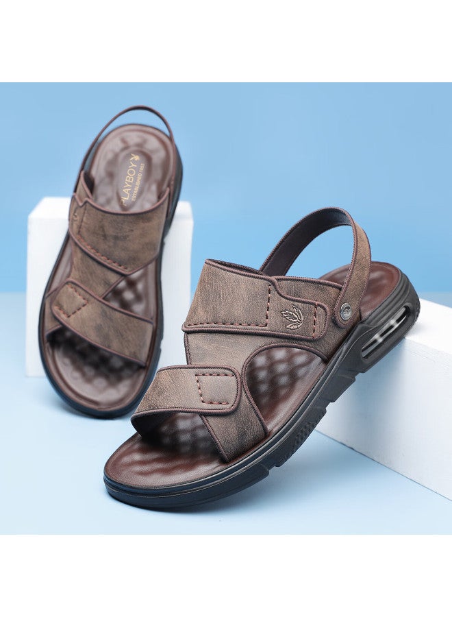 Playboy Men's Sandals, Outdoor Lightweight Breathable Trendy Comfortable Stylish Air Cushion Slippers For Men, Dark Brown, Size 40 - Image 4