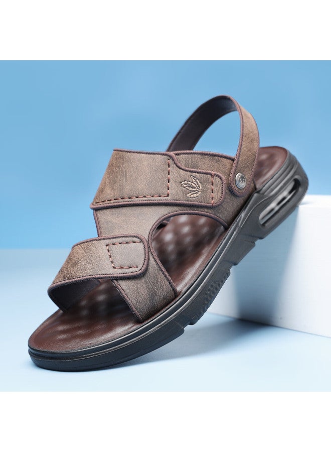 Playboy Men's Sandals, Outdoor Lightweight Breathable Trendy Comfortable Stylish Air Cushion Slippers For Men, Dark Brown, Size 40 - Image 1