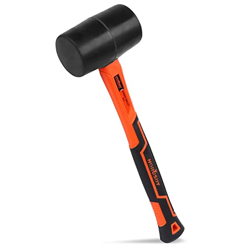HORUSDY 16 Oz Rubber Mallet Hammer, Fiberglass Rubber Mallet Handle - Image 1
