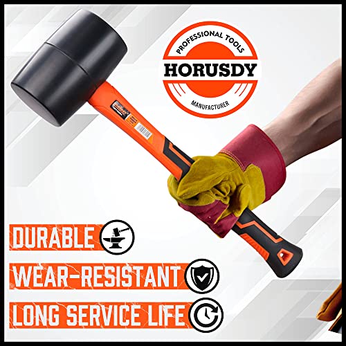 HORUSDY 16 Oz Rubber Mallet Hammer, Fiberglass Rubber Mallet Handle - Image 3