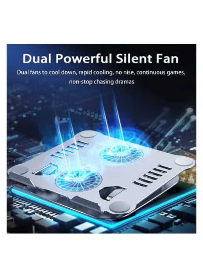 TIGER Laptop Cooling Fan with Adjustable Stand – Portable USB-Powered Metal Laptop Cooler with Silent High-Speed Fan – Durable Heat-Dissipating Alloy Design – Ergonomic Height & Angle Adjustment for Comfortable Typing and Viewing – Ideal for Gaming, Work & Daily Use  - Image 4