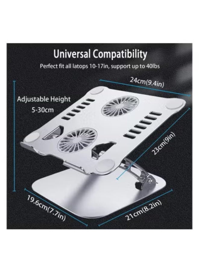 TIGER Laptop Cooling Fan with Adjustable Stand – Portable USB-Powered Metal Laptop Cooler with Silent High-Speed Fan – Durable Heat-Dissipating Alloy Design – Ergonomic Height & Angle Adjustment for Comfortable Typing and Viewing – Ideal for Gaming, Work & Daily Use  - Image 3
