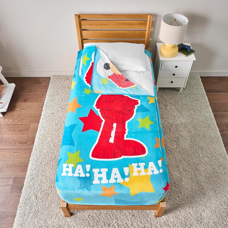Bleacher Creatures ZippySack Twin Bed Zip-Up Bedding – Super Soft Fleece Fitted Blanket with Side Pocket & Durable Zipper – Easy Bed-Making for Kids (Sesame Street Elmo) - Image 2