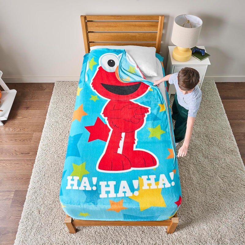 Bleacher Creatures ZippySack Twin Bed Zip-Up Bedding – Super Soft Fleece Fitted Blanket with Side Pocket & Durable Zipper – Easy Bed-Making for Kids (Sesame Street Elmo) - Image 3