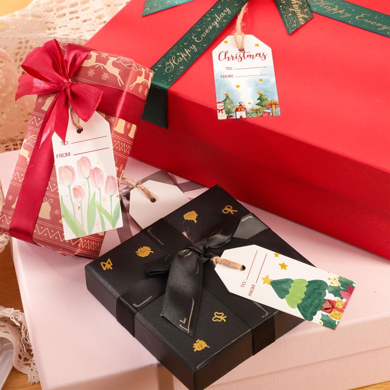 Prudiut 120 Pcs Watercolor Gift Tags with String, Blank Paper Tags, 3.75 x 1.75 in - Image 5