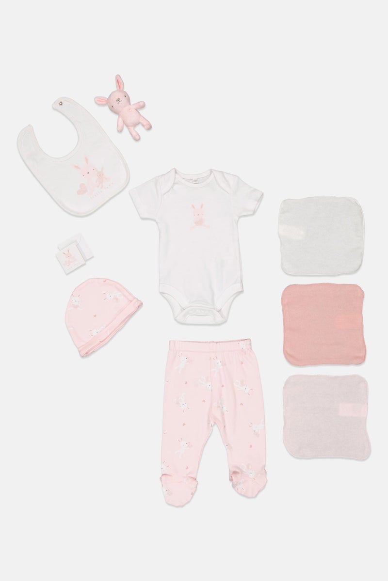 Rock-A-Bye Baby Boutique Toddlers Girl 10 Pieces Bodysuit And Pants Hanging Gift Set, White - Image 1