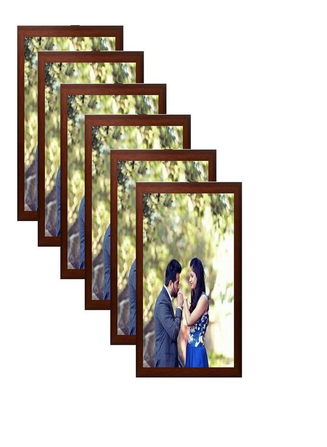 Wood Square OFC ERA A4 Size Photo Frame For Wall Decor || Living Room || Bedroom || Acrylic frames || Pack of 6 (Brown)12L x 8W Centimeter - Image 1