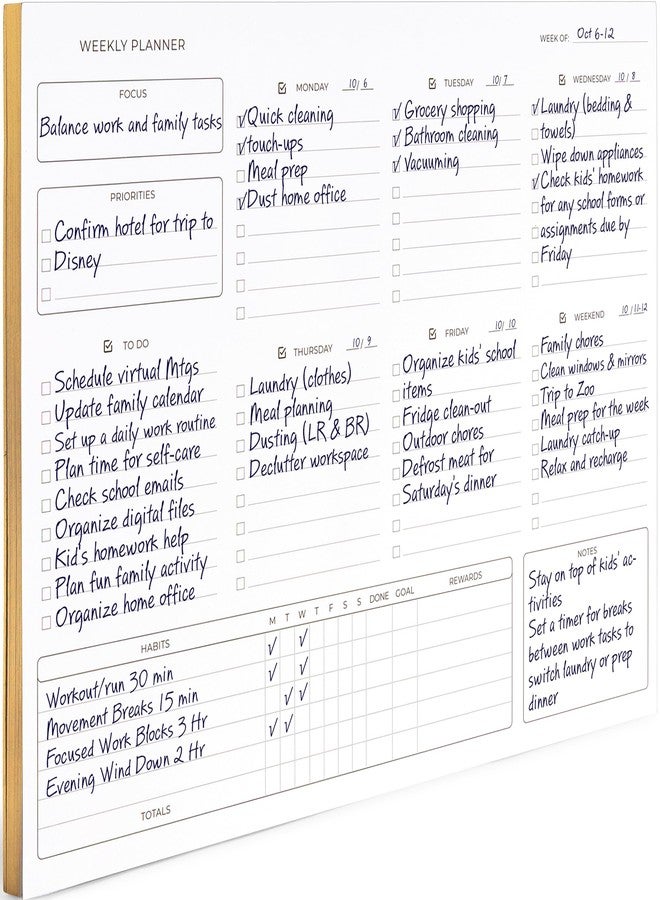BLU MONACO Black Weekly Planner Notepad - Undated Weekly Calendar with 52 Tear-Off Sheets - 8.5 x 11 inches - Image 1