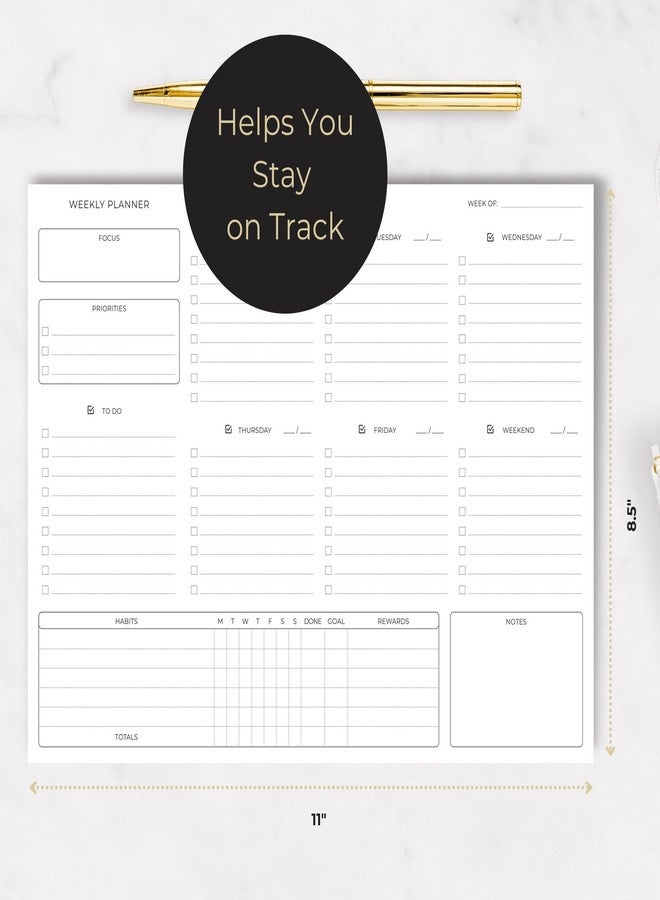 BLU MONACO Black Weekly Planner Notepad - Undated Weekly Calendar with 52 Tear-Off Sheets - 8.5 x 11 inches - Image 2
