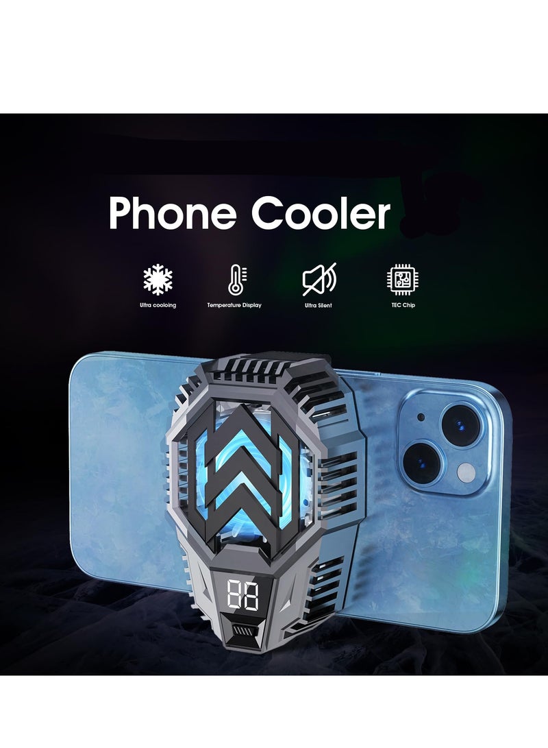 SYOSI Phone Cooler with Temperature Display Advanced Cooling Technology Twin Turbine Cooling Ultra Silent Compatible with 2.67-3.46 inch Smartphones Cell Phone Radiator for Gaming Live Streaming - Image 2
