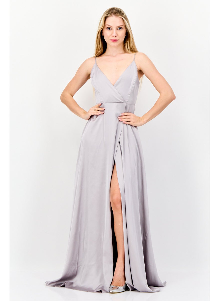 Lulus Women Plain Maxi Dress, Grey  - Image 1