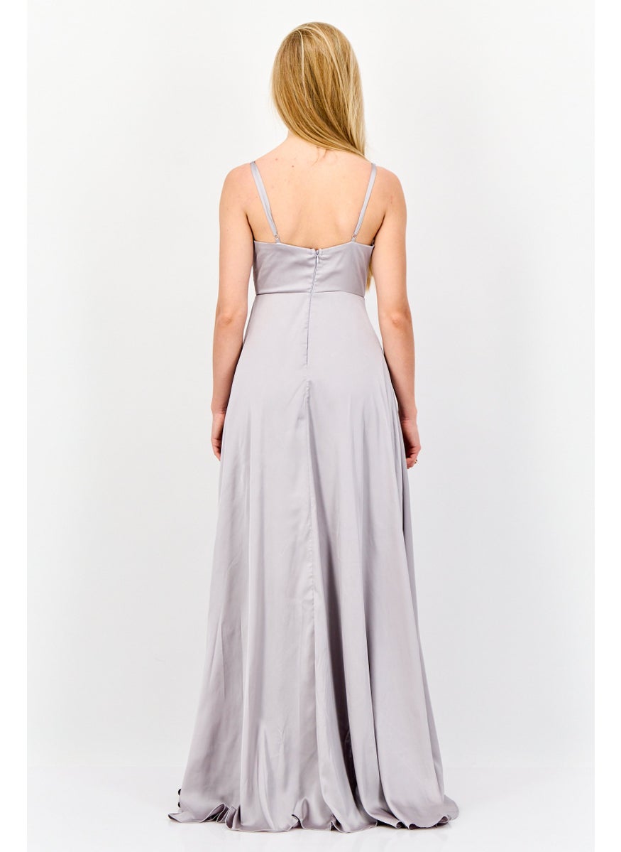 Lulus Women Plain Maxi Dress, Grey  - Image 2