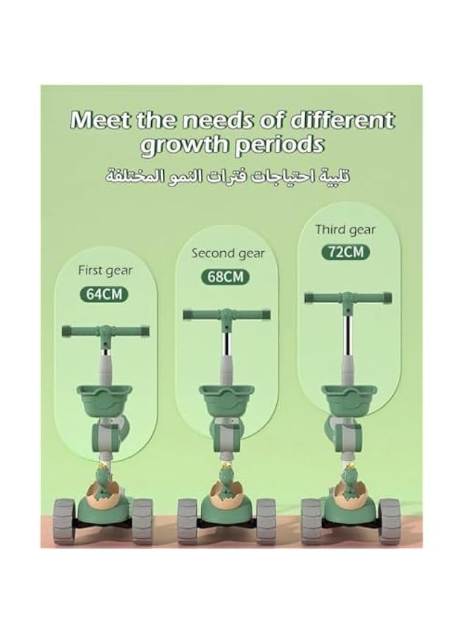 TRASSLE 3-in-1 Kick Scooter, Upgraded Adjustable Height Handlebars and Removable Seat, 3 LED Lighted Wheels and Anti-Slip Deck, for Boys & Girls Aged 3-12, Foldable Kick Scooter forKids. - Image 3