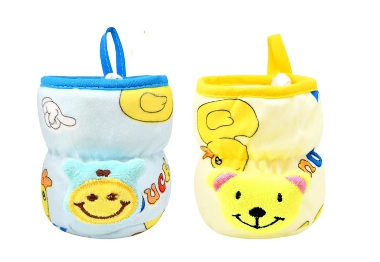 Lappu Soft Plush Stretchable Baby Feeding Bottle Cover Tote Bag Carrier Bag Set of 2 (Wide Neck 125ml/4oz - Multicolor) - Image 2