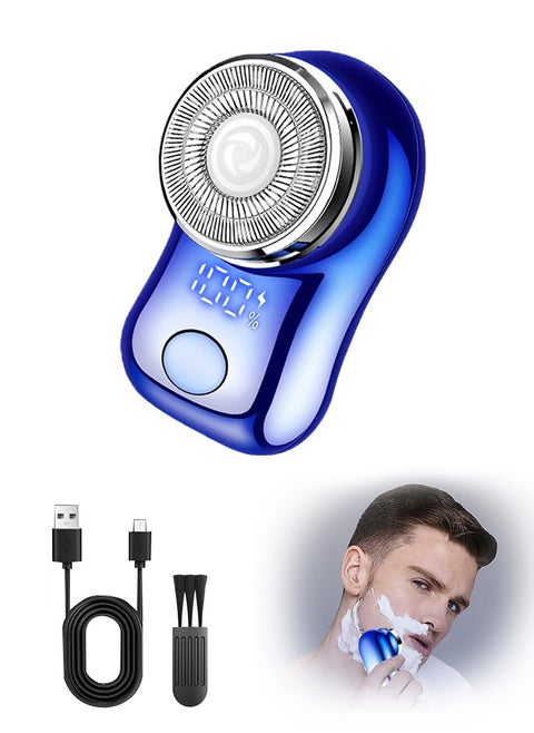 Portable Electric Shaver, Small USB Rechargeable Mini Electric Shaver Efficient Shaving Dual Ring Blade Net Intelligent Digital Display Detachable Blade Head Easy Cleaning High-speed Charging