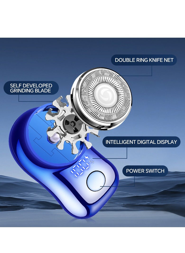 Gertzy - Portable Electric Shaver, Small USB Rechargeable Mini Electric Shaver Efficient Shaving Dual Ring Blade Net Intelligent Digital Display Detachable Blade Head Easy Cleaning High-speed Charging - Image 1