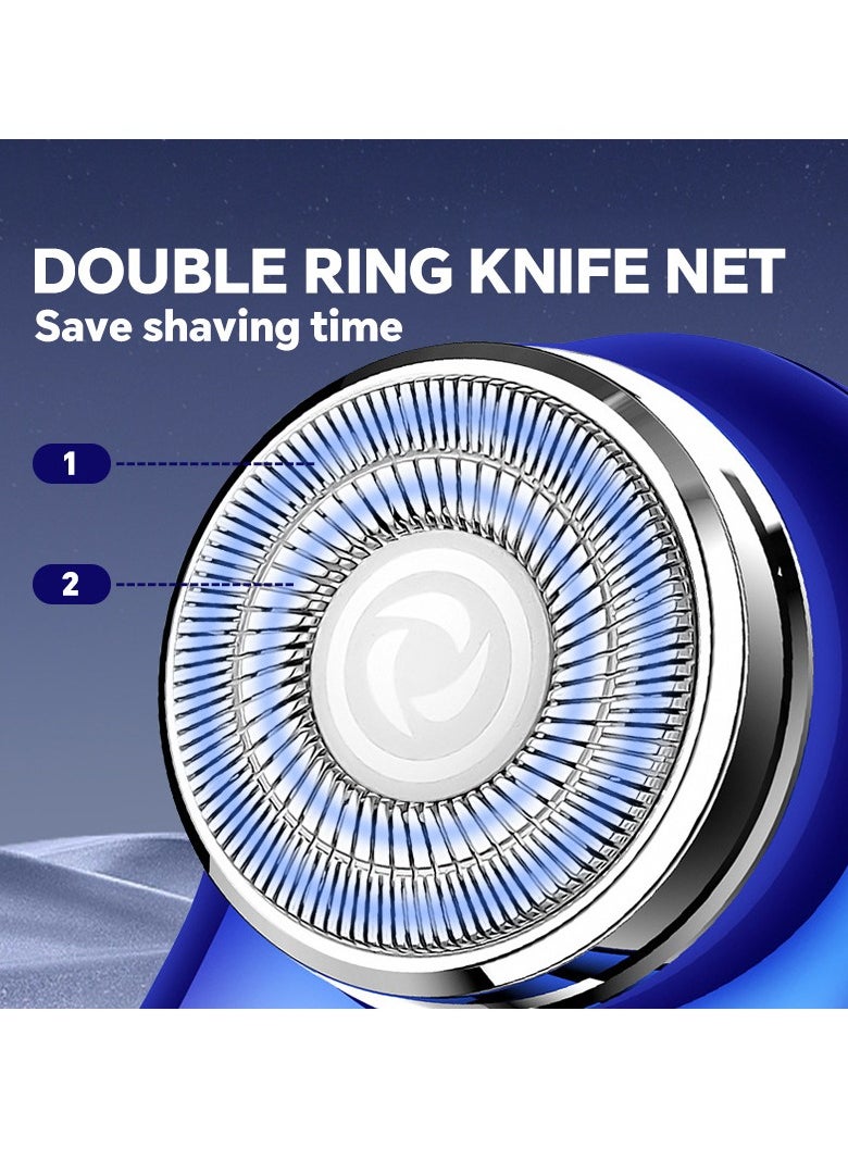 Gertzy - Portable Electric Shaver, Small USB Rechargeable Mini Electric Shaver Efficient Shaving Dual Ring Blade Net Intelligent Digital Display Detachable Blade Head Easy Cleaning High-speed Charging - Image 1