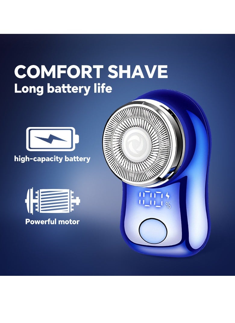 Gertzy - Portable Electric Shaver, Small USB Rechargeable Mini Electric Shaver Efficient Shaving Dual Ring Blade Net Intelligent Digital Display Detachable Blade Head Easy Cleaning High-speed Charging - Image 1