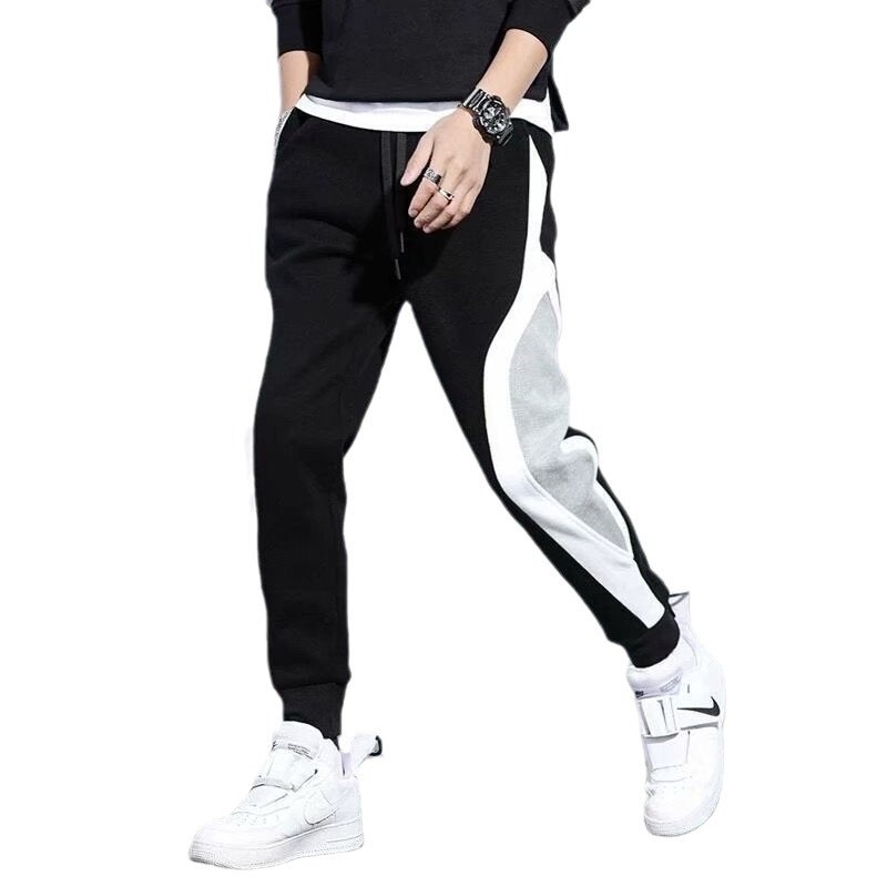 Mens Striped Patchwork Joggers Spring Summer Casual Gray.  - Image 3