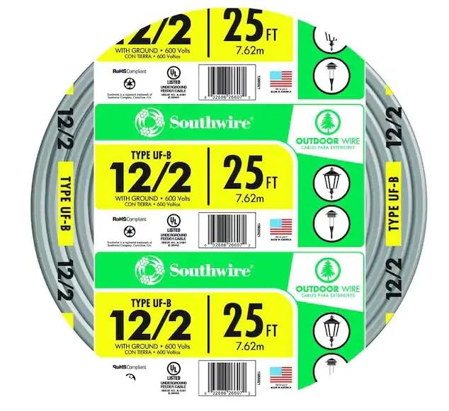 Southwire 13055921 25 ft. 12/2 Gray Solid CU UF-B W/G Wire - Image 2