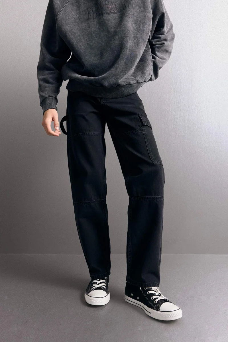 ديفاكتو Cotton Relax Fit Wide Leg Cargo Jeans