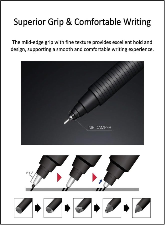 QULLITY Kuru Toga Metal 0.5mm Nocturne Black, Uni Metal Case + Uni Refill 0.5mm HB, Black slim pen case - Image 4