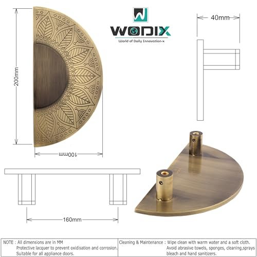 WODIX Mandala Main Door Handle Round Shape 8 inch Antique Finish, 2 pcs (Brass Antique) - Image 4