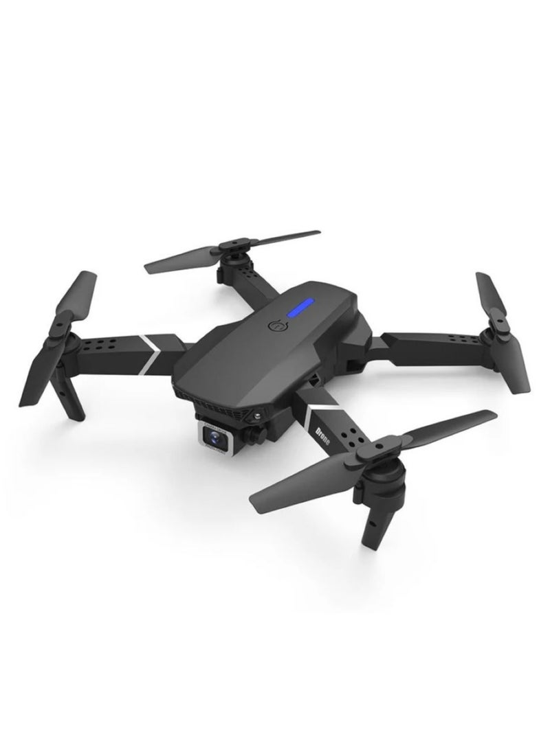 Generic E88 New Drone Includes 2 Batteries with Four-Sided Obstacle Avoidance 4K HD Aerial Photography Folding Aircraft Four-axis Remote Control Aircraft (E88-Gray-Dual Camera + Fixed Altitude Aerial Photography)  - Image 1
