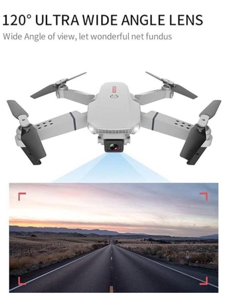 Generic E88 New Drone Includes 2 Batteries with Four-Sided Obstacle Avoidance 4K HD Aerial Photography Folding Aircraft Four-axis Remote Control Aircraft (E88-Gray-Dual Camera + Fixed Altitude Aerial Photography)  - Image 2