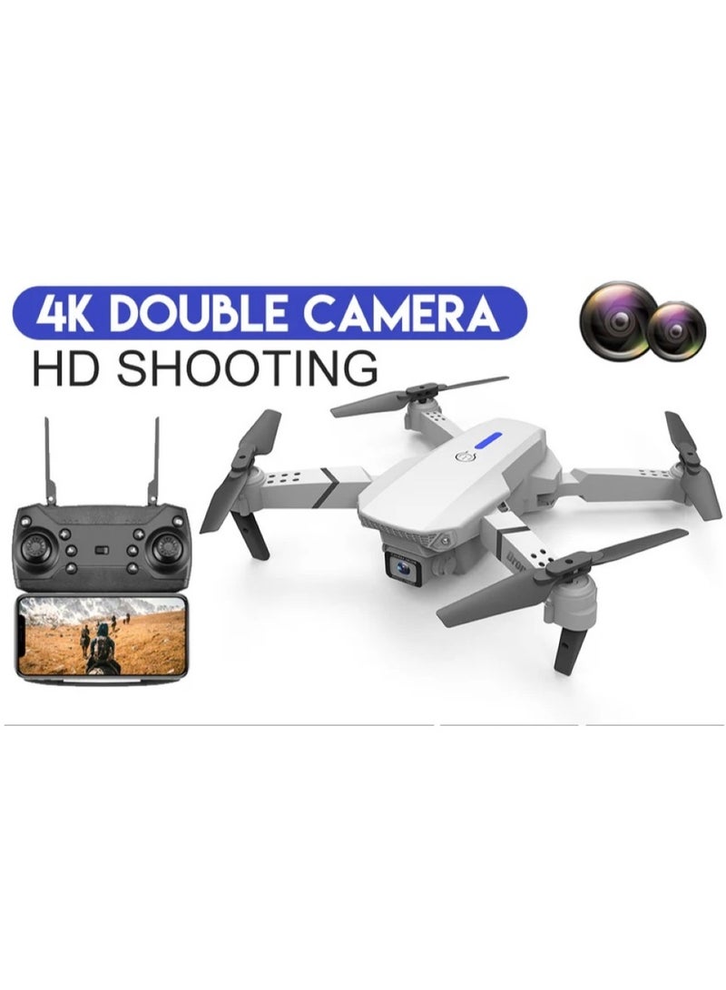 Generic E88 New Drone Includes 2 Batteries with Four-Sided Obstacle Avoidance 4K HD Aerial Photography Folding Aircraft Four-axis Remote Control Aircraft (E88-Gray-Dual Camera + Fixed Altitude Aerial Photography)  - Image 3