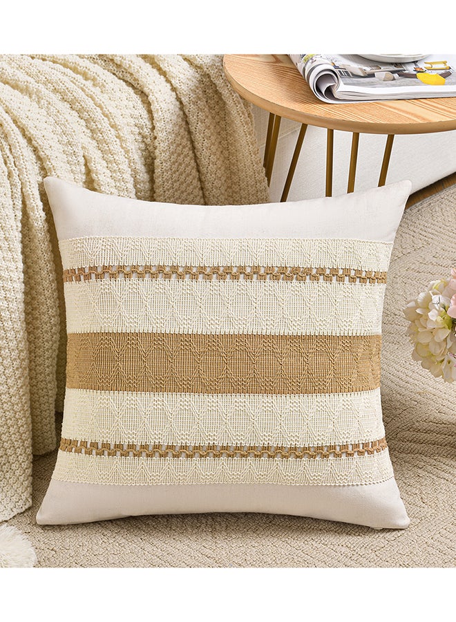 Fancy Homi مجموعة من 2 أغطية وسائد زخرفية عتيقة للكنبة، السرير والأريكة، نمط ساحلي بوهيمي وريفى، تصميم جمالي وحديث - 45x45 سم - بني فاتح - Image 2