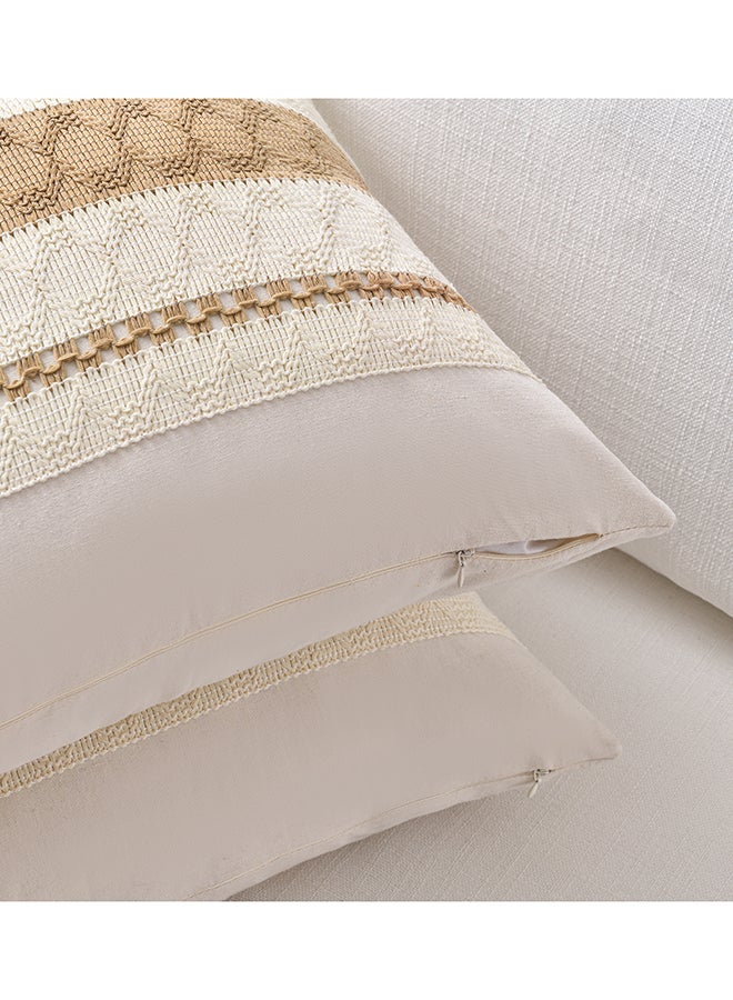 Fancy Homi مجموعة من 2 أغطية وسائد زخرفية عتيقة للكنبة، السرير والأريكة، نمط ساحلي بوهيمي وريفى، تصميم جمالي وحديث - 45x45 سم - بني فاتح - Image 3