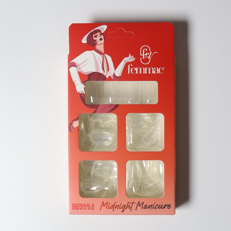 Midnight Manicure Press-On False Nails – Reusable, Lightweight, Salon Finish, Oval