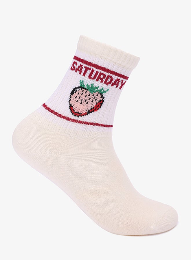 Carina Girly Printed Cuff Socks - 7 Pairs - Image 2