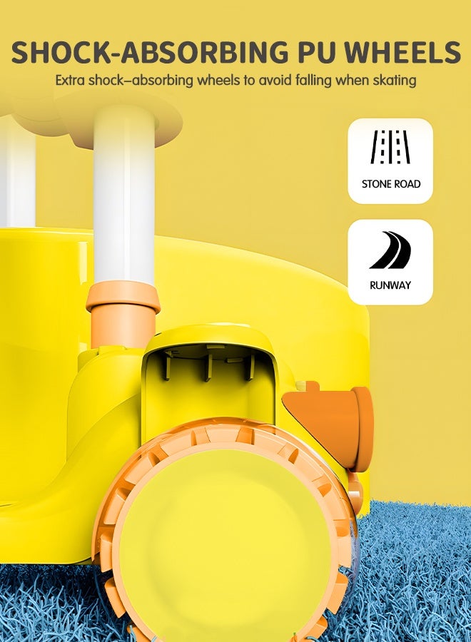 GROIC سكوتر أطفال قابل للطي 2 في 1 مع موسيقى وضوء، عجلات متلألئة، مقعد ومقود قابلين للتعديل، منصة عريضة غير قابلة للانزلاق، سكوتر ثلاثي العجلات للأولاد والبنات - Image 4