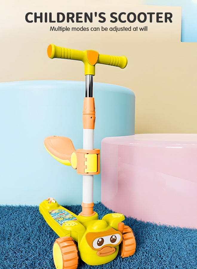 GROIC سكوتر أطفال قابل للطي 2 في 1 مع موسيقى وضوء، عجلات متلألئة، مقعد ومقود قابلين للتعديل، منصة عريضة غير قابلة للانزلاق، سكوتر ثلاثي العجلات للأولاد والبنات - Image 2