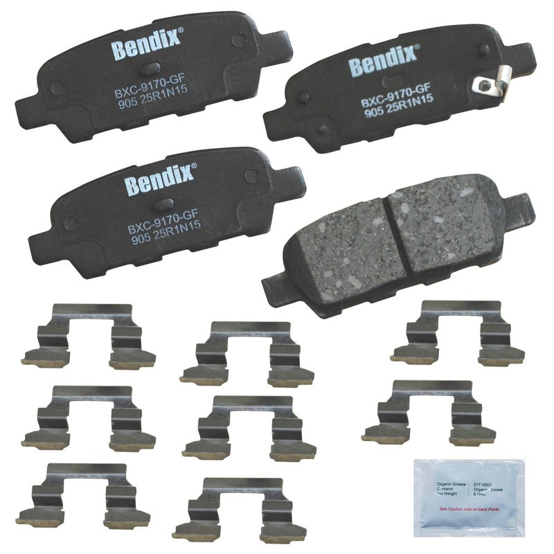 Bendix Priority1 CFC905 Ceramic Rear Brake Pads for INFINITI FX35FX37FX45G35M35M37M45M56Nissan 350ZAltimaJukeLEAFMaximaMuranoQashqaiQuestRogue SportXTrailRenault Koleos