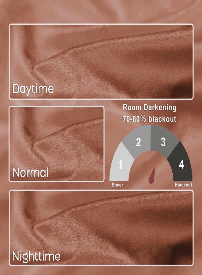 KOUFALL ستائر مخملية من كوفول، طول 52 × 84 بوصة، لون قرفة فاتح، مزودة بحلقات خلفية - Image 2