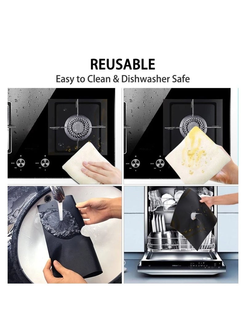 LEOKOR 8-Piece Kitchen Gas Stove Burner Cover Antifouling Mat Black - Image 3