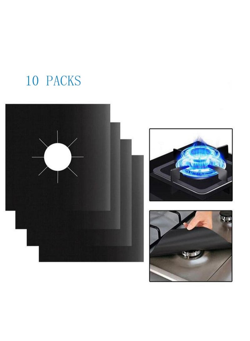 LEOKOR 8-Piece Kitchen Gas Stove Burner Cover Antifouling Mat Black - Image 1